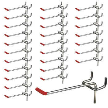 

MTGATHER 25pcs 100mm Chrome Metal 1~1.5KG Loading Pegboard Hooks Slat Wall Retail Display Shop Peg Hang Fits Hanger
