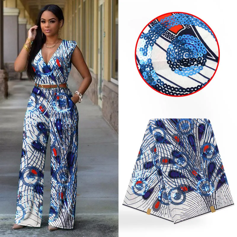

Good design and special African Fabric Prints With Sequins African Waxed for women ! J122136