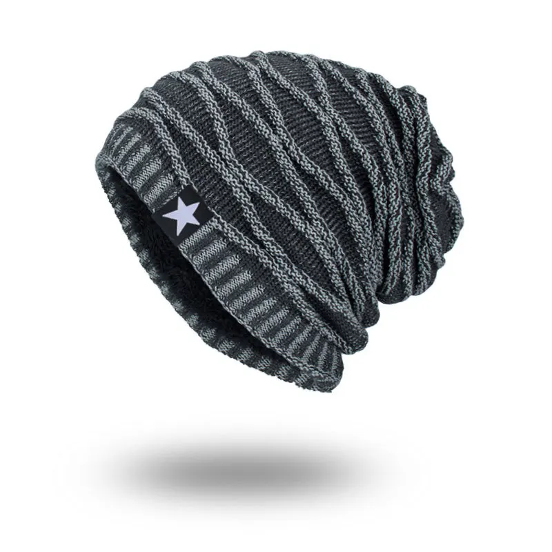 

Casual Skullies & Beanies Men Hats Winter Outdoor Thicken Knit Caps Simple Wild Black Red Wine Hat For Male Chapeau Sombrero