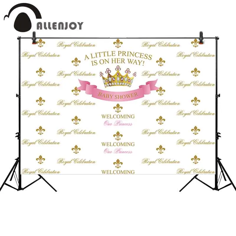 Allenjoy фон для фотосъемки принцессы Золотая Корона розовый баннер детский душ