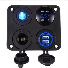 4 в 1 автомобиль Зарядное устройство Dual USB Зарядное устройство 4.2A вольтметр 12 В прикуривателя включения-выключения для лодки морской RV грузовик Camper транспортных средств