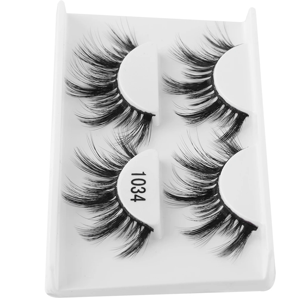

2 Pairs Hot 3D Mink Hair False Eyelashes Wispy Natural Long Glam Lashes 100% Cruelty free Reusable Eye Extension Makeup Tools