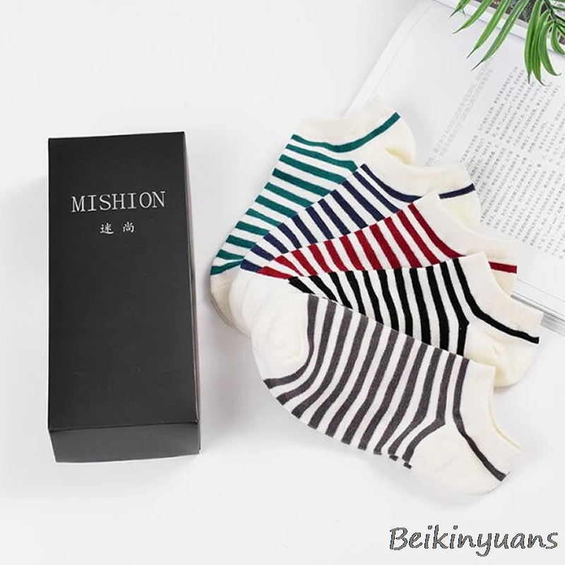 cartoon striped love student socks spring and summer thin stretch comfortable breathable ladies cotton socks - Цвет: 6