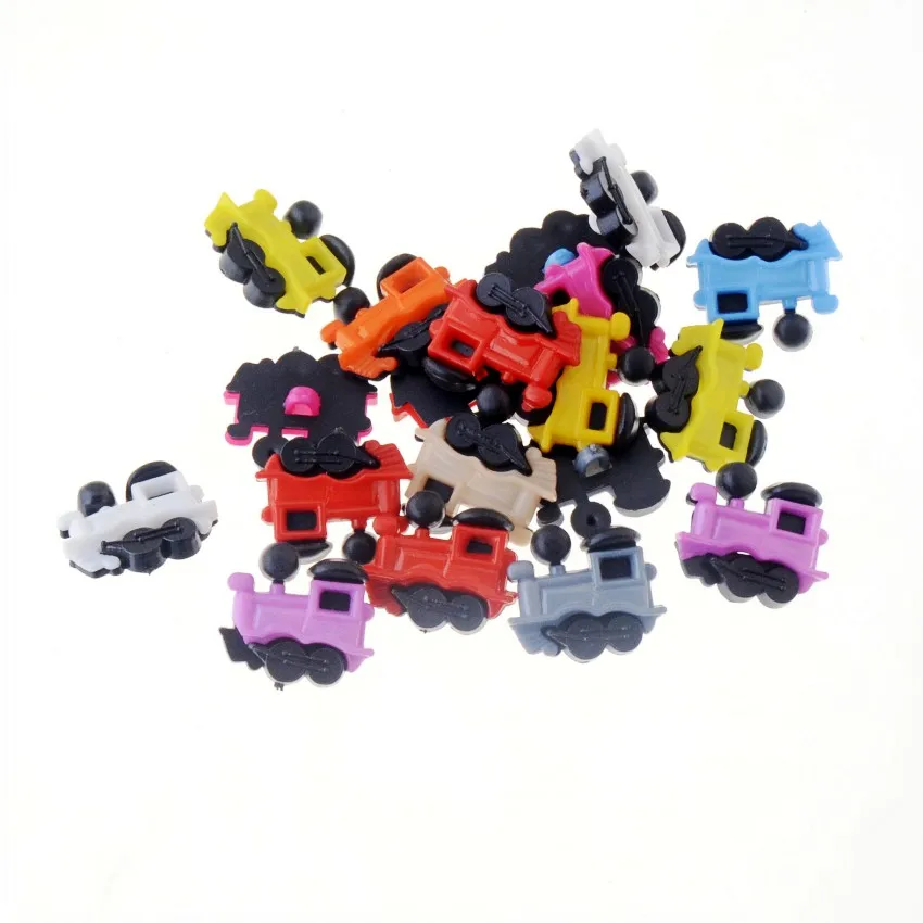 

Free Shipping 30Pcs plastic Buttons Mixed Train Design Decoration Baby Clothing Accessories Sewing Buttons 19x21mm