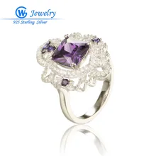 GW High quality Jewellery Russian Amethyst Ring Vogue Ladies 925 Stable Sterling Silver Ring Model CZ Ring Reduce Distinctive Design FR351H70
