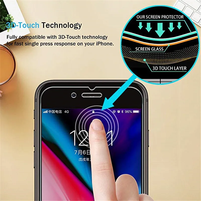 [2 упак.] закаленное защитное Стекло для iphone 5 5s se 7 6 6s 8 Plus X Экран протектор 2.5D