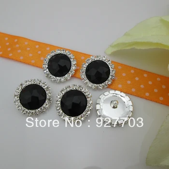 

(CM417 17mm)100pcs Round Silver Black Pearl Shank Rhinestone Button
