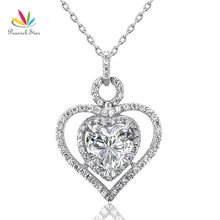 Peacock STAR 3 Carat 925 corazón colgante collar de la boda de dama de honor joyería CFN8010