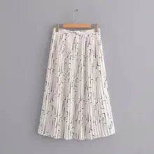Harajuku летняя юбка Для женщин Высокая талия печати плиссированные юбки Повседневное трапециевидной формы бохо-юбка Saias Femme уличная женские офисные юбка