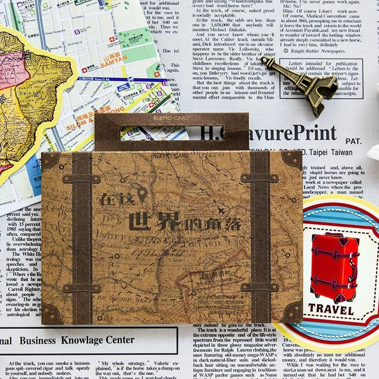 

30 sheets/LOT Around The World Suitcase Design Postcard /Greeting Card/Message Card/Christmas and New Year gifts