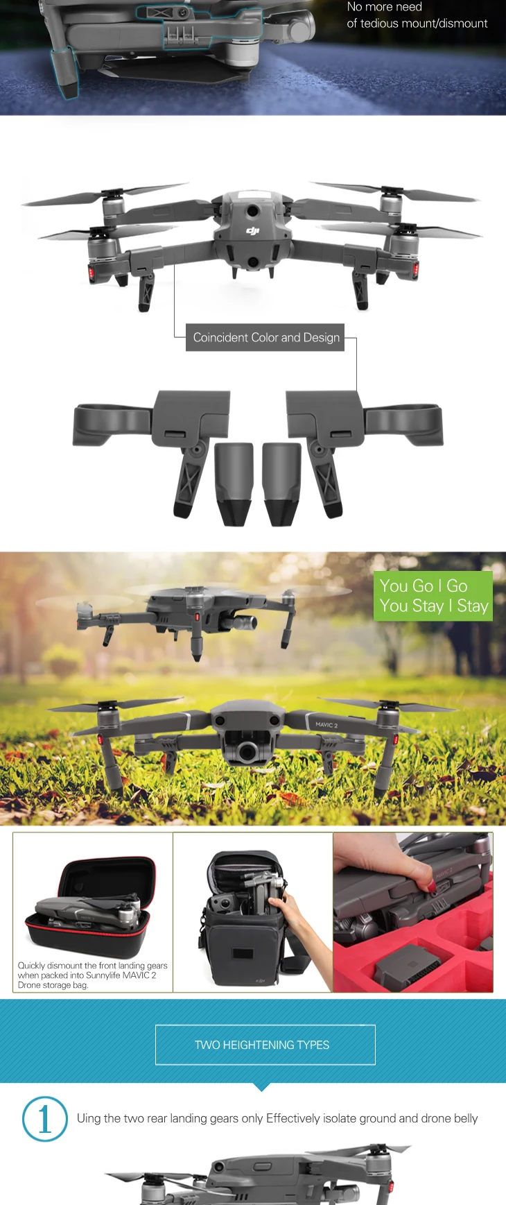 Sunnylife складные усиленные стабилизаторы шасси для DJI MAVIC 2 PRO& ZOOM