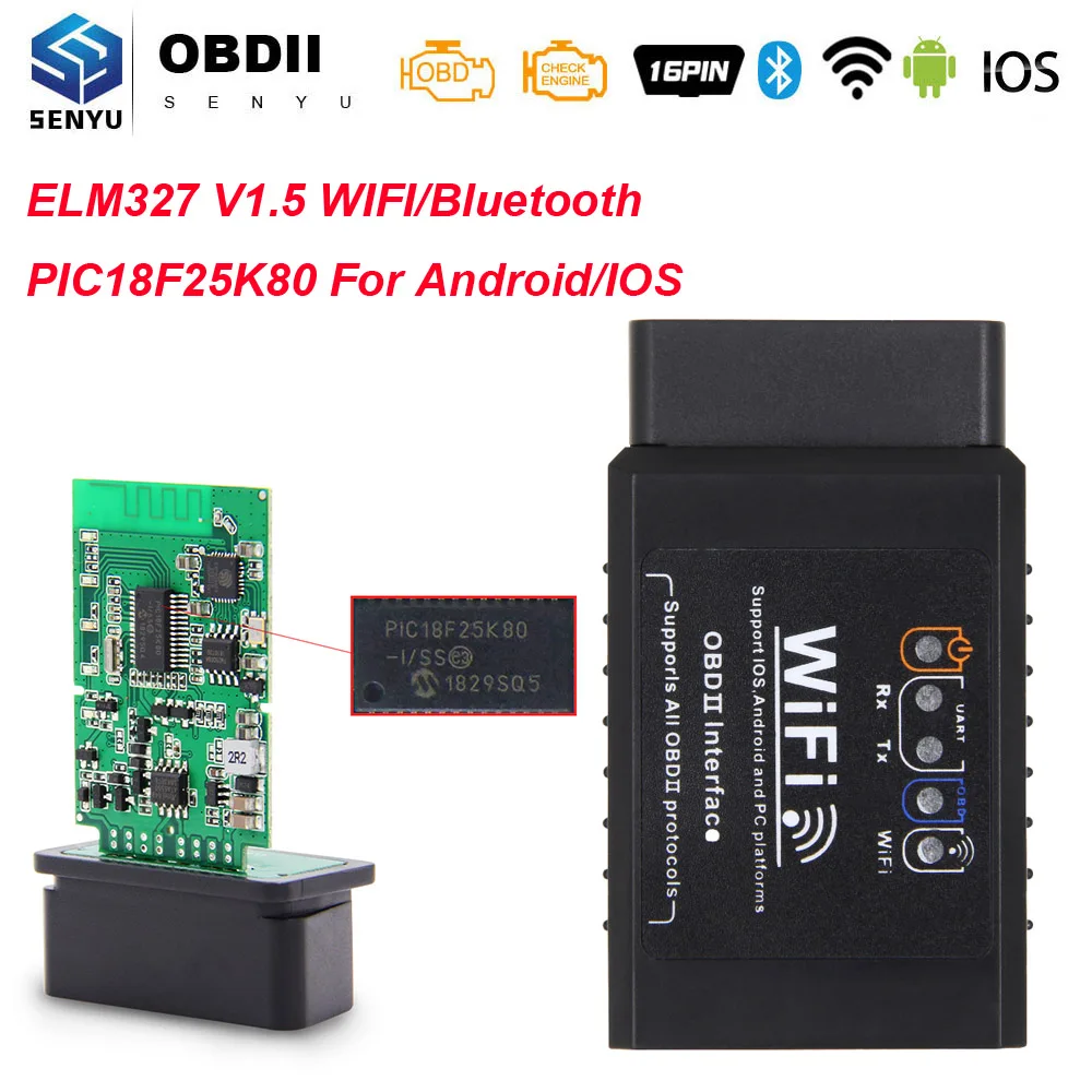 ELM 327 V1.5 PIC18F25K80 OBD2 Bluetooth WI FI USB ScannerOBD 2 автомобильный диагностический инструмент elm327