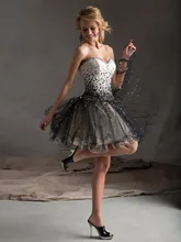 Appliques Bling Bling A-Line Cocktailkleider Knielangen High-end verfeinert Cocktail Party Schwarz und Weiß Prom kleid YY128