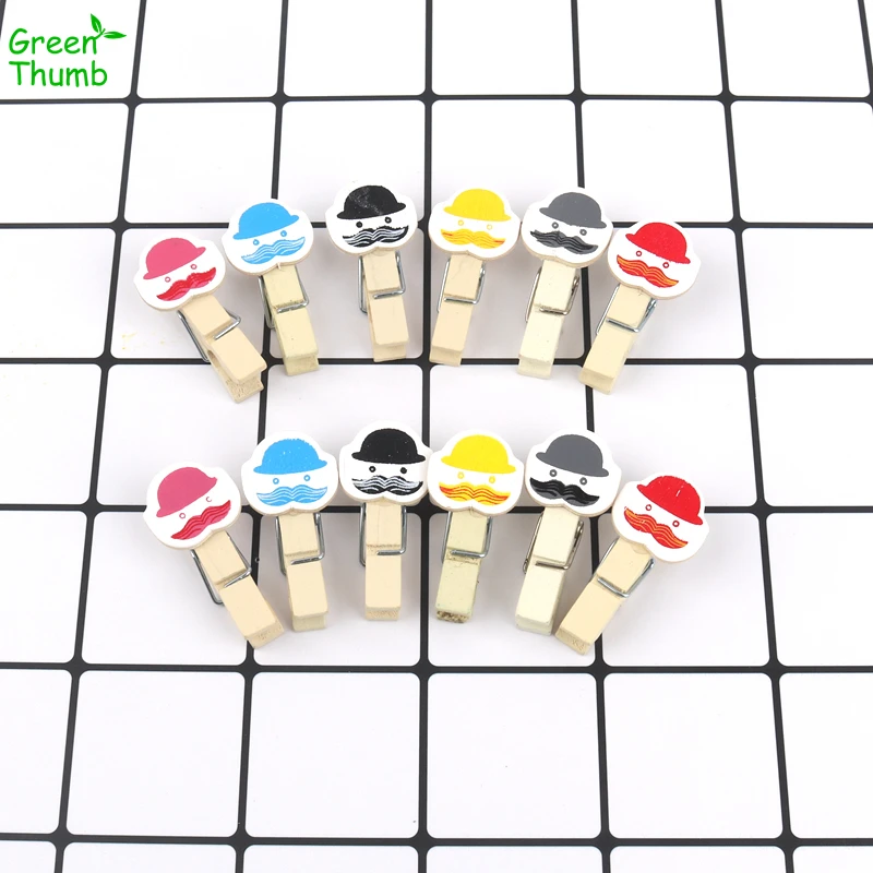 

1set Mini Colourful Moustache Wooden Clip Clothes Photo Paper Postcard Cartoon Clip for Wedding Party Decoration
