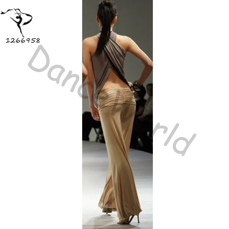 

customized 2018 Exotic dance ballroom dancing grasping wrinkle waist micro speaker training Latin dance trousers for women