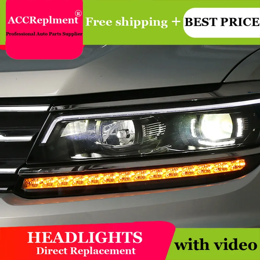 

AUTO PRO 2018 For vw tiguan headlights car styling Q5 bi xenon lens LED 2018 High brightness led xenon H7 led parking