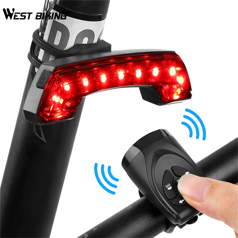 

WEST BIKING Bike Taillight With Remote Control Horn Riding Turn Light 5 Modes LED Lamp MTB Cycling USB Chargeable Bicycle Lights