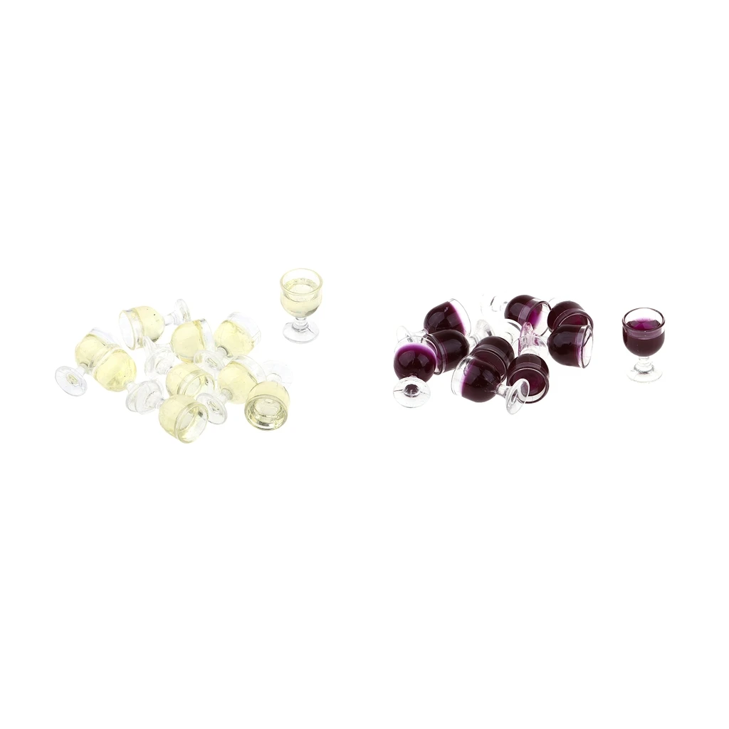 20 Pieces Miniature Wine Glasses Handcrafted Goblets for 1/12 Scale Dollhouse Kitchen Tableware