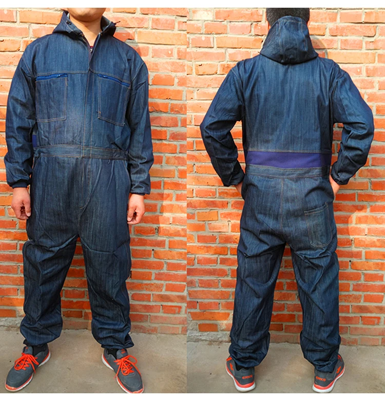 Men Work Clothing Long Sleeve Denim Coverall High Quality Wear resistance Overalls Repairman Machine Auto Repair Working uniform (4)