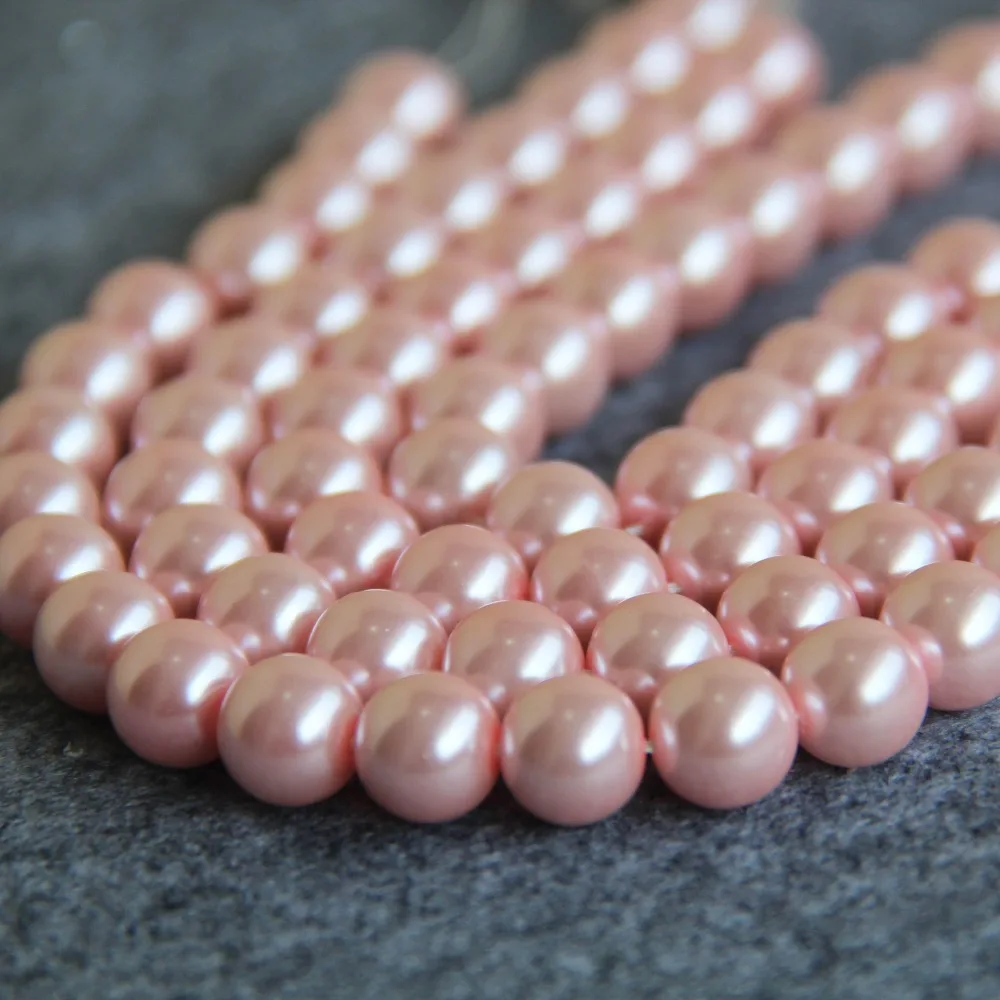 

New For Necklace&Bracelet 10mm Pink Shell Pearl Beads SeaShell DIY Gifts For Women Girl Loose Beads Jewelry Making Design 16inch