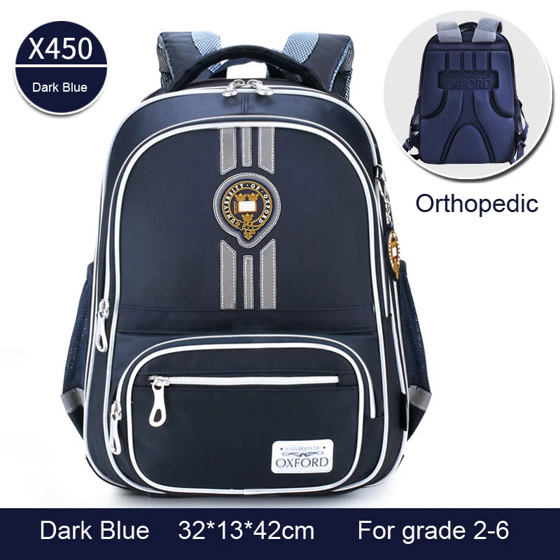 Оксфордского университета дети/Дети элемент книги/ортопедические школьная сумка рюкзак портфель рюкзаки для мальчиков и девочек для класса 1-3 - Цвет: x450 Dark Blue