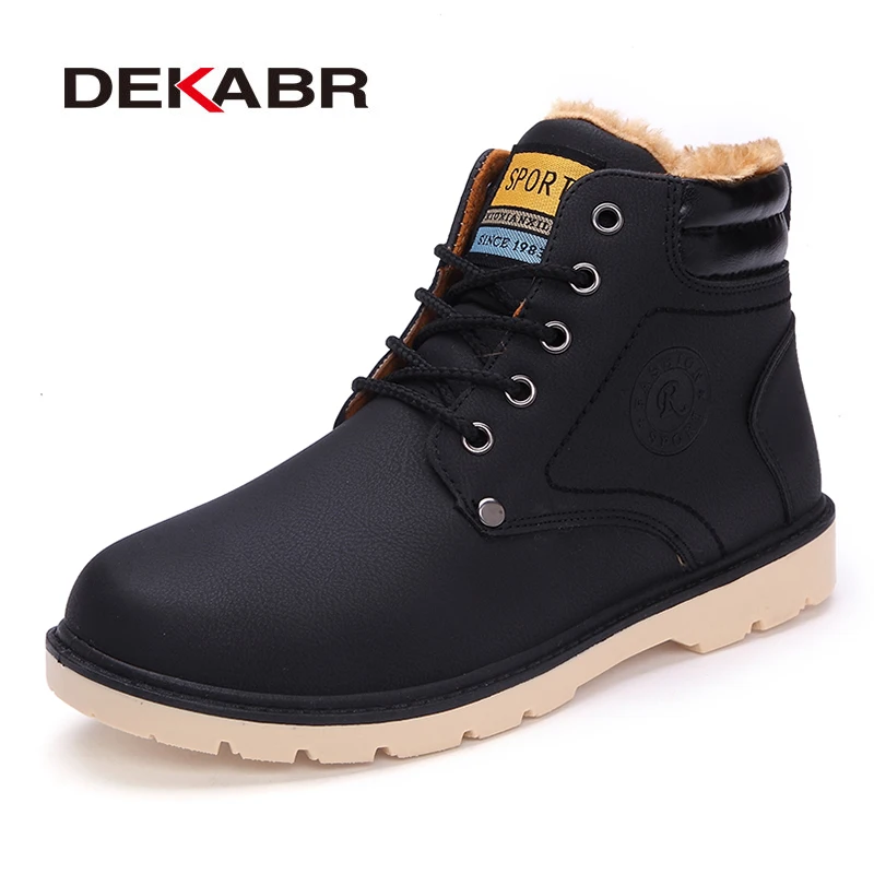Vente DEKABR Super Chaud hommes D hiver Pu En Cuir Cheville Bottes Hommes Automne Étanche Neige Bottes Loisirs Martin Automne Bottes Chaussures Mens