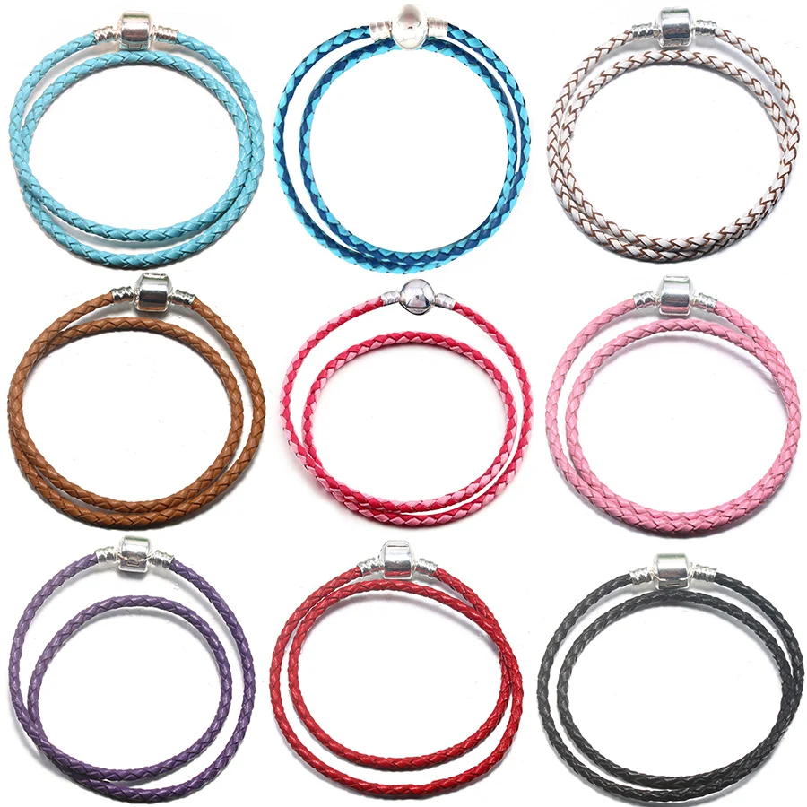 

DINGLLY High Quality 9 Colors Woven Leather Charm Bracelets For Women Brands Bracelet DIY Chain Jewelry Accessories Gift