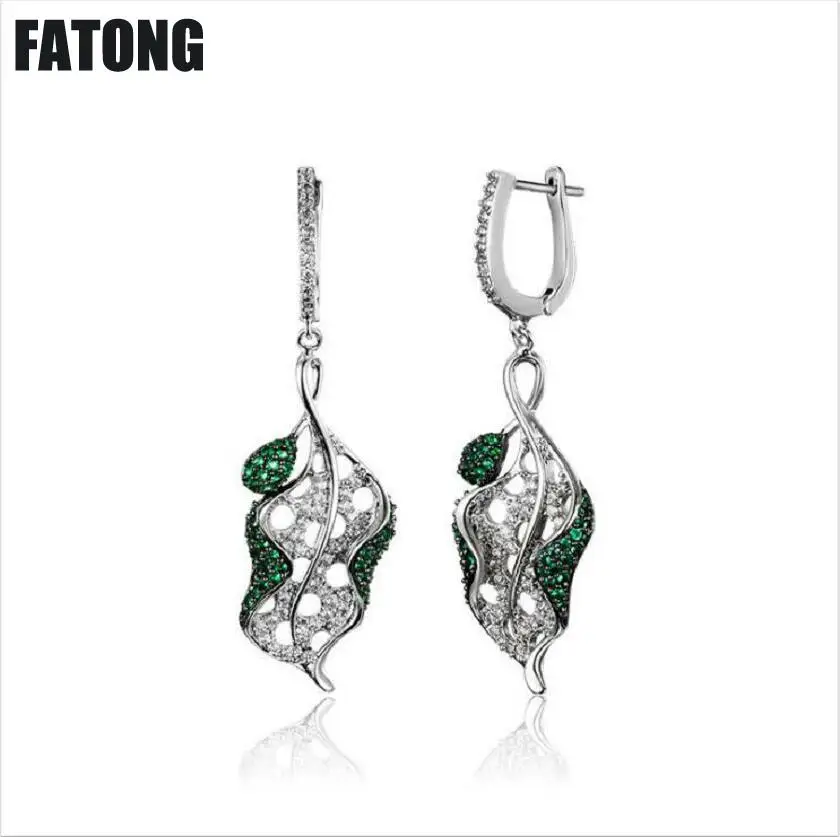 

New 925 sterling silver one leaf one world European and American fashion earrings women J0177