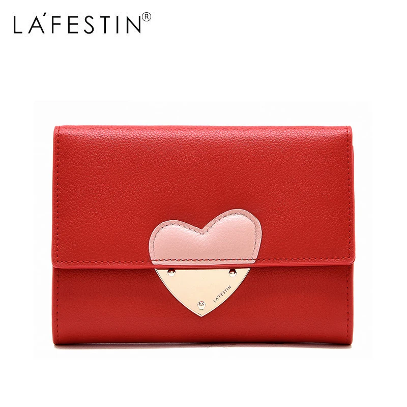 

LAFESTIN Genuine Leather Patchwork Wallet Women Short 100% Leather Coin Purse Lady Credit Card Holder Zipper Women's Wallet