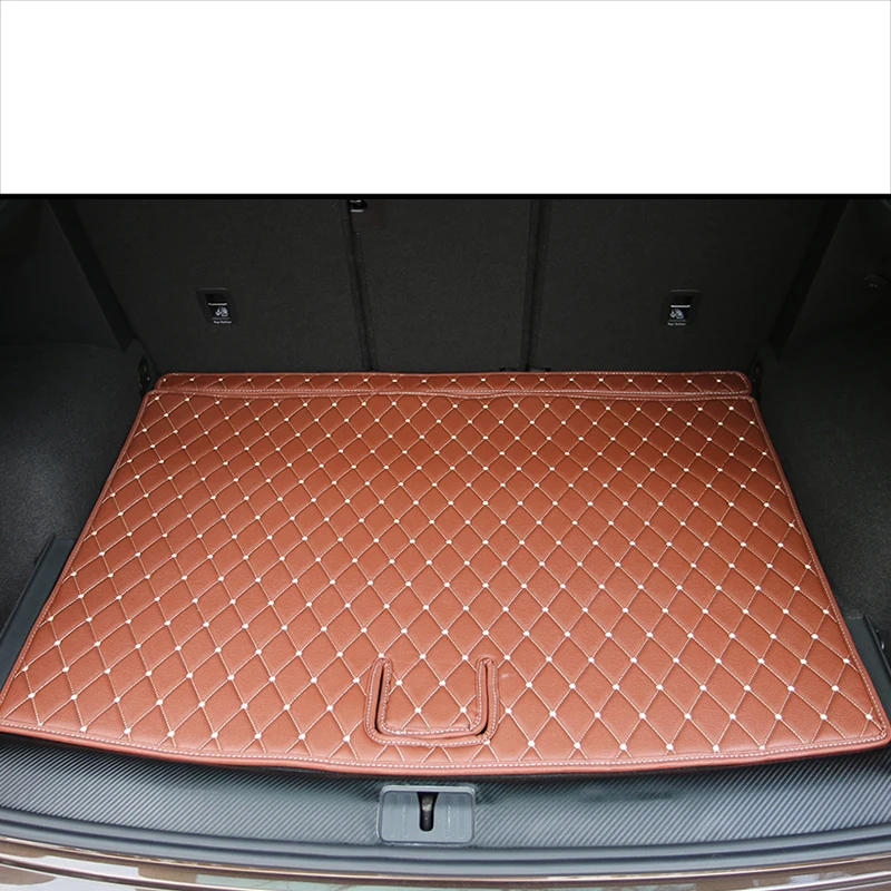Lsrtw2017 волокна кожи багажник автомобиля коврик для Volkswagen Tiguan - Название цвета: 2 pieces brown