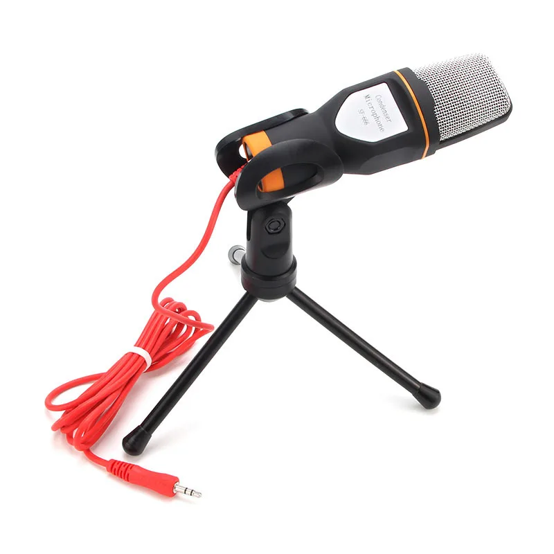 

SF-666 Wired Professional Stereo Condenser Computer Microphone 3.5mm Audio With Holder Stand Clip For PC Karaoke