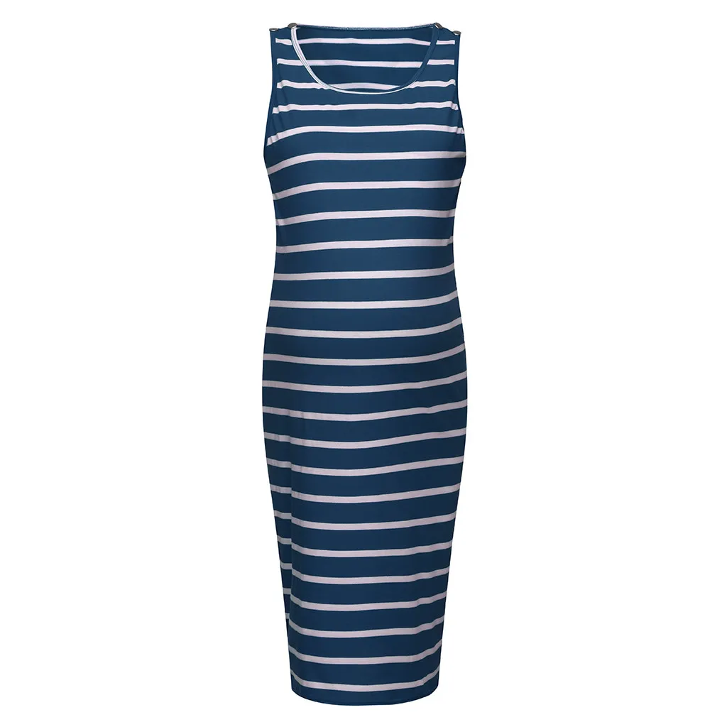 

Exquisite Women Maternity pregnancy dress Sleeveless Nursing Stripe Sleeveless Sundress Pregnancy Dressmaxi maternity dresses