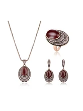 Women african beads Jewelry Necklace Earrings Sets Rhinestone Gold color silver plated egg Turkey Jewelry Set hot sale
