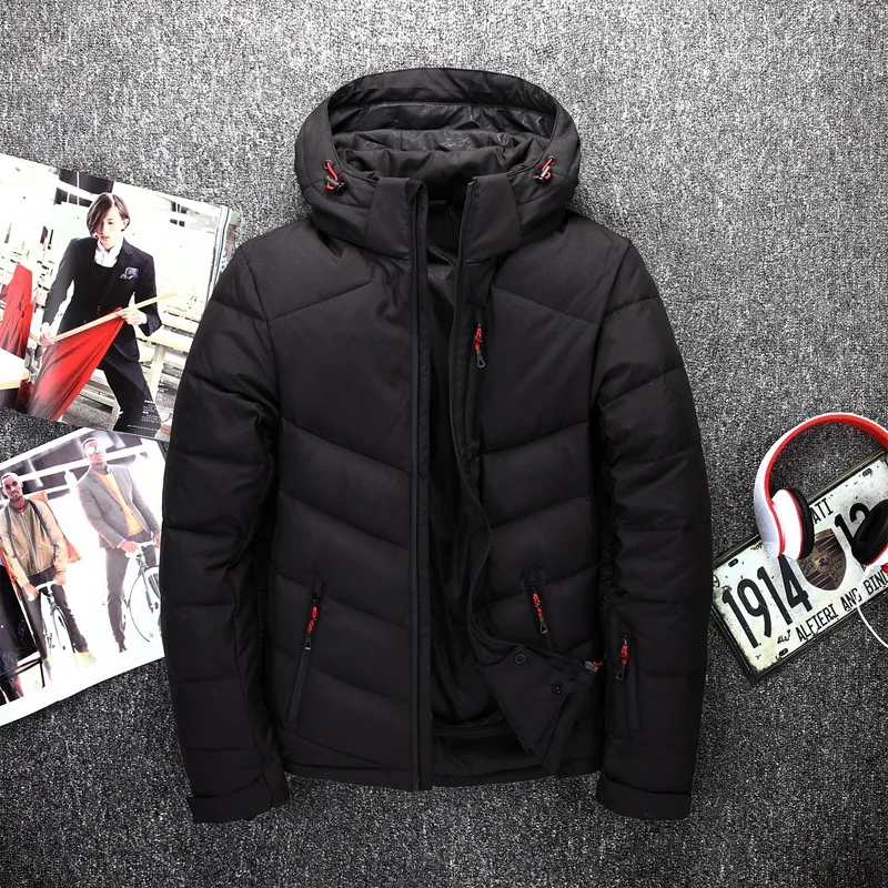 

2017 New Brand Men Down Jacket 70%White Duck Down Winter Down Coat Hooded Jacket Free Shipping
