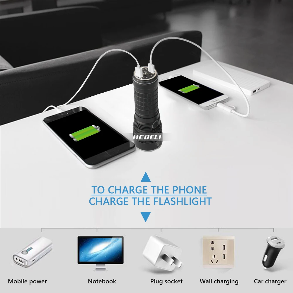 Самый мощный фонарик xhp70 фонарь прожектор usb зарядка светодиодный для фонарика