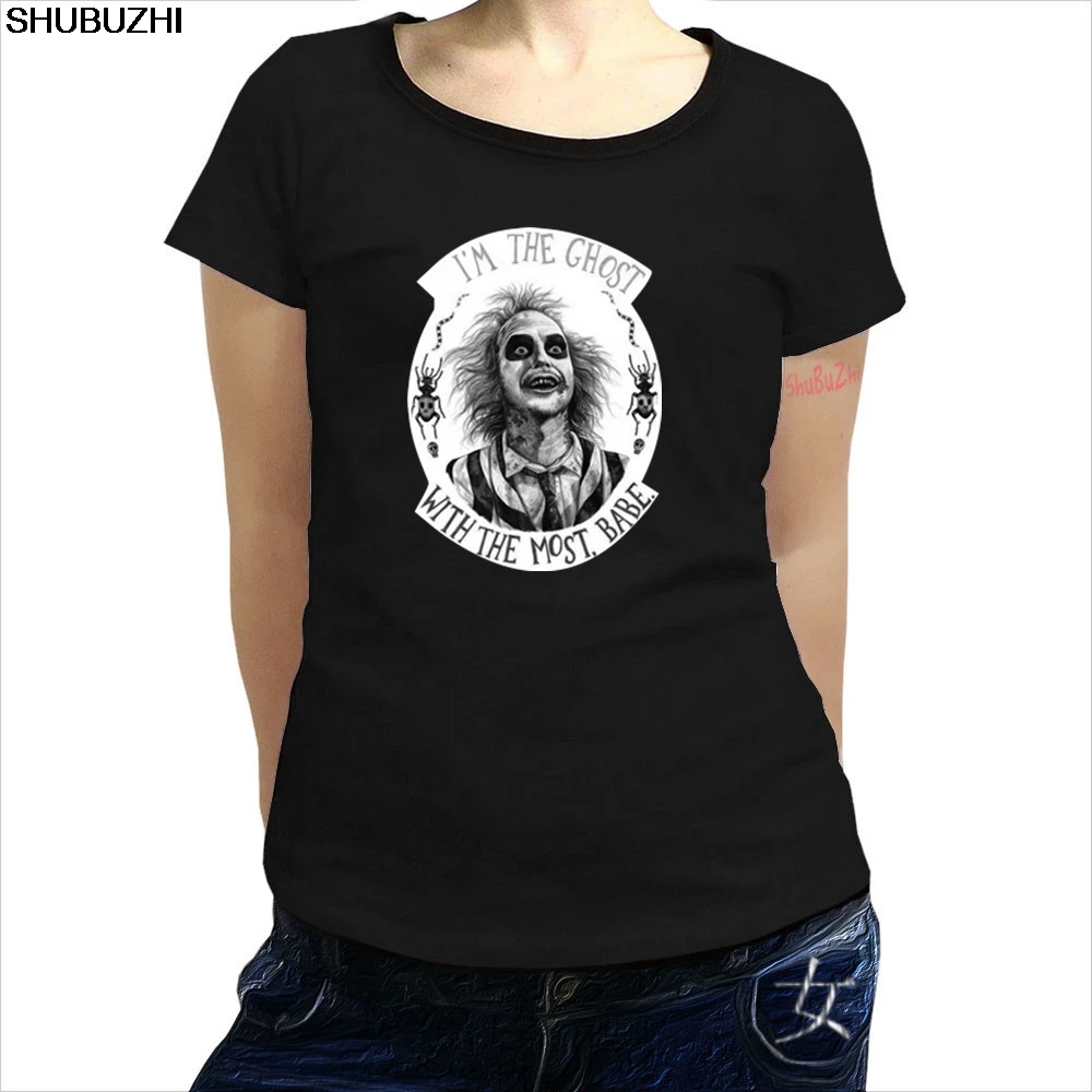 

new arrived summer hot sale women t shirt Beetlejuice Fandom - I'm The Ghost With Most,babe Popular Tagless Tee T-Shirt sbz1218