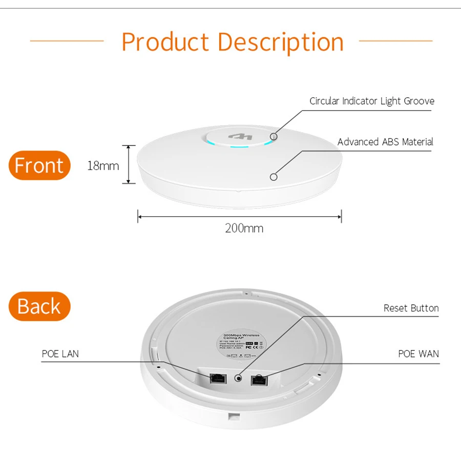 COMFAST CF-E320V2, 300 м, Wi-fi, потолочный беспроводной AP роутер, домашняя, настенная, корпоративная, Wi-fi система, 48 В, POE, открытая точка доступа DDWRT