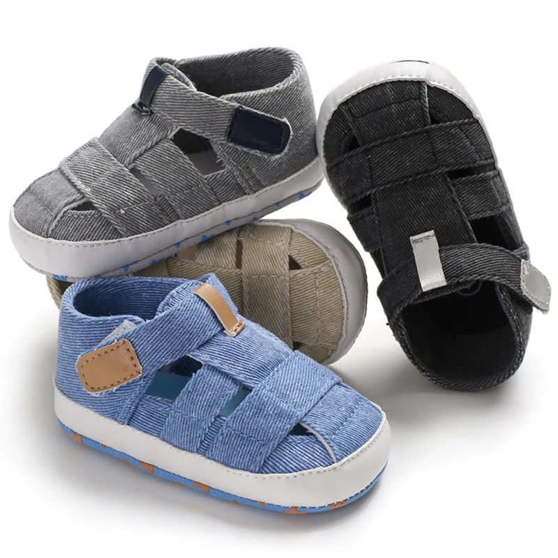 Модная летняя мягкая детская обувь для новорожденных мальчиков; нескользящие сандалии для первых ходунков