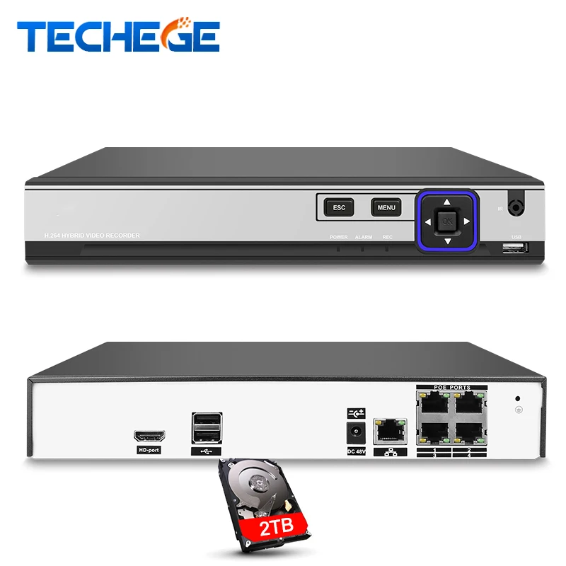 

Techege 4Ch PoE NVR Max 4K 4CH 5MP 4CH 4MP Surveillance CCTV NVR IEE802.3af 48V PoE HI3798M For H.265 H.264 IP Camera ONVIF P2P