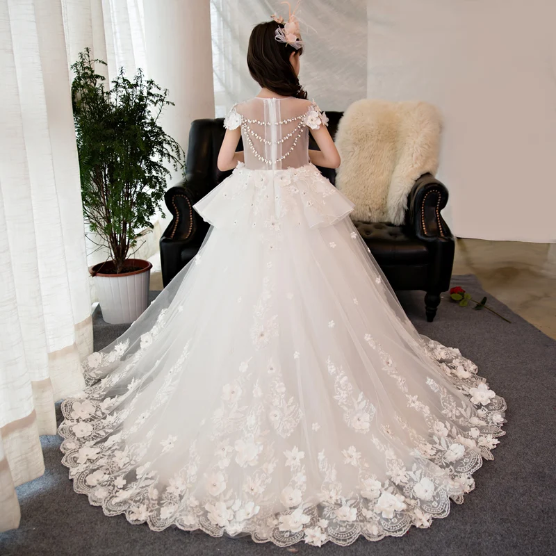 Aliexpress Black Princess Dress Off Shoulder Kids 3 12y Flower S Dresses Lace Ball Gown Liques Trails Princess Dress Kids Evening