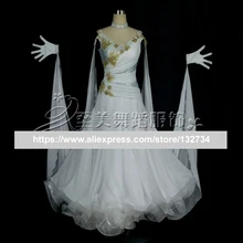 100% New Competition Slik organza ballroom Standard dance dress,juvenile Standard Waltz Tango Smooth Latin Ballroom Competition