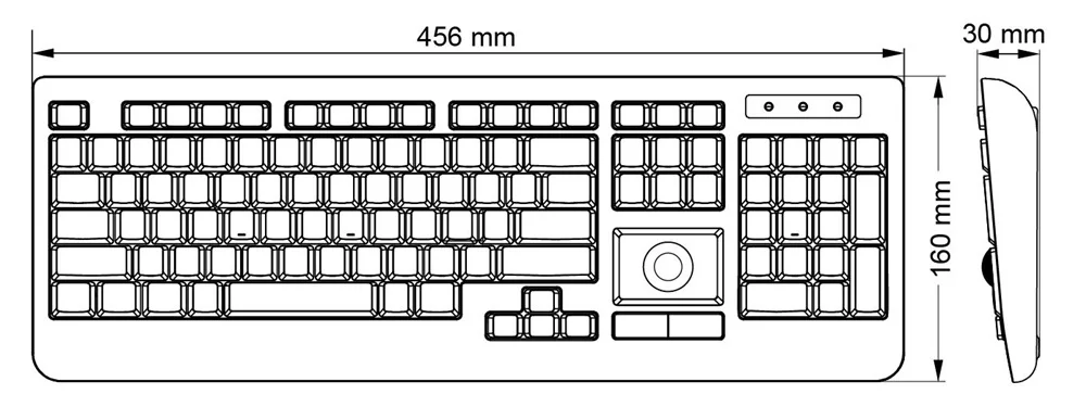 PERIXX PERIBOARD-321 тихий USB мультимедиа с подсветкой оптическая клавиатура с трекбол с двойным usb-хаб встроенный оптический трекбол