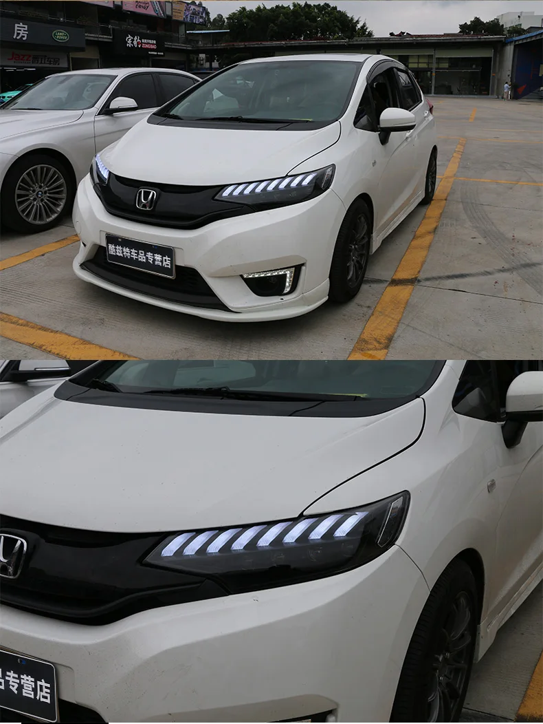 Автомобильный головной светильник для Honda FIT JAZZ GK5 головной светильник s светодиодный головной светильник дневной ходовой светильник DRL Bi-светодиодный объектив
