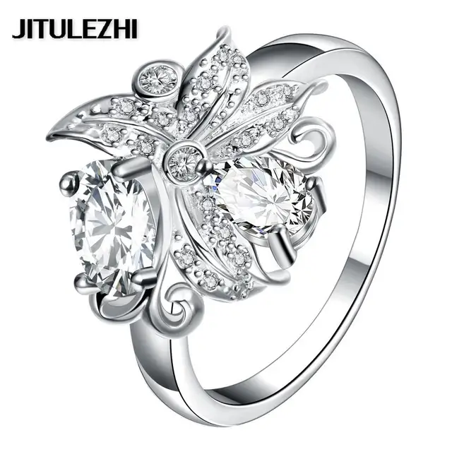 182 Nouveau Arriva Argent Plaqué Bagues Bijoux De Mode Anel Feminino Super Offre Dessins Originaux Offre Directe De Mariage Anneau Dans Anneaux De - 