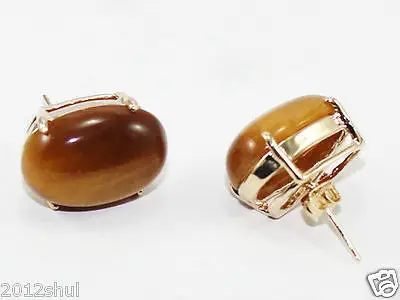 

Free Shipping >>>>new hot Beautiful Tiger's Eye Gold plated Stud Earring