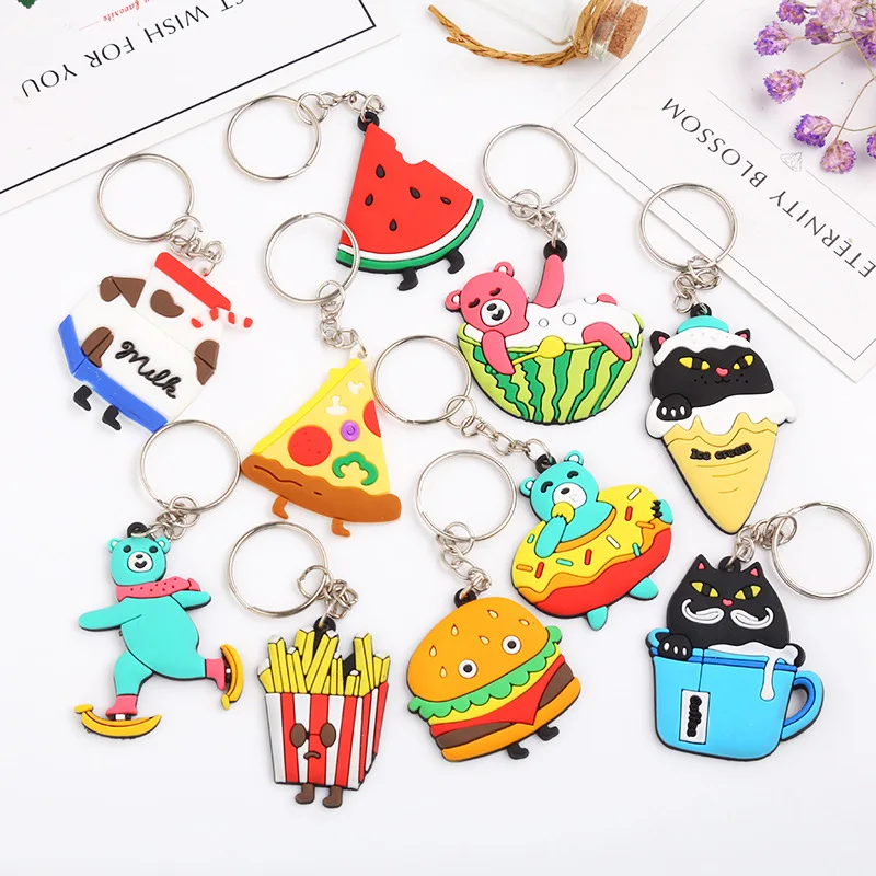 

2019 New Creative Cute Cartoon Soft Keychain PVC Car Key Pendant, Simulation Animals& Fruit Designs For Wholesale