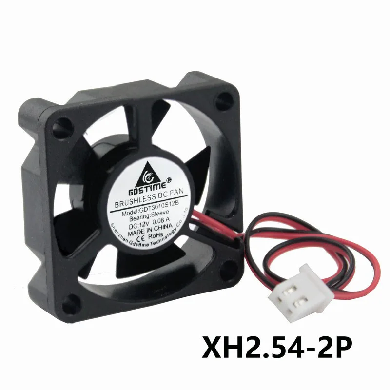 

Gdstime 10 Pieces 30x30x10mm DC 12V Brushless Cooling Fan 30mm x 10mm Mini 3010 Mini Radiator XH2.5 2Pin 5 Blades Silent Cooler