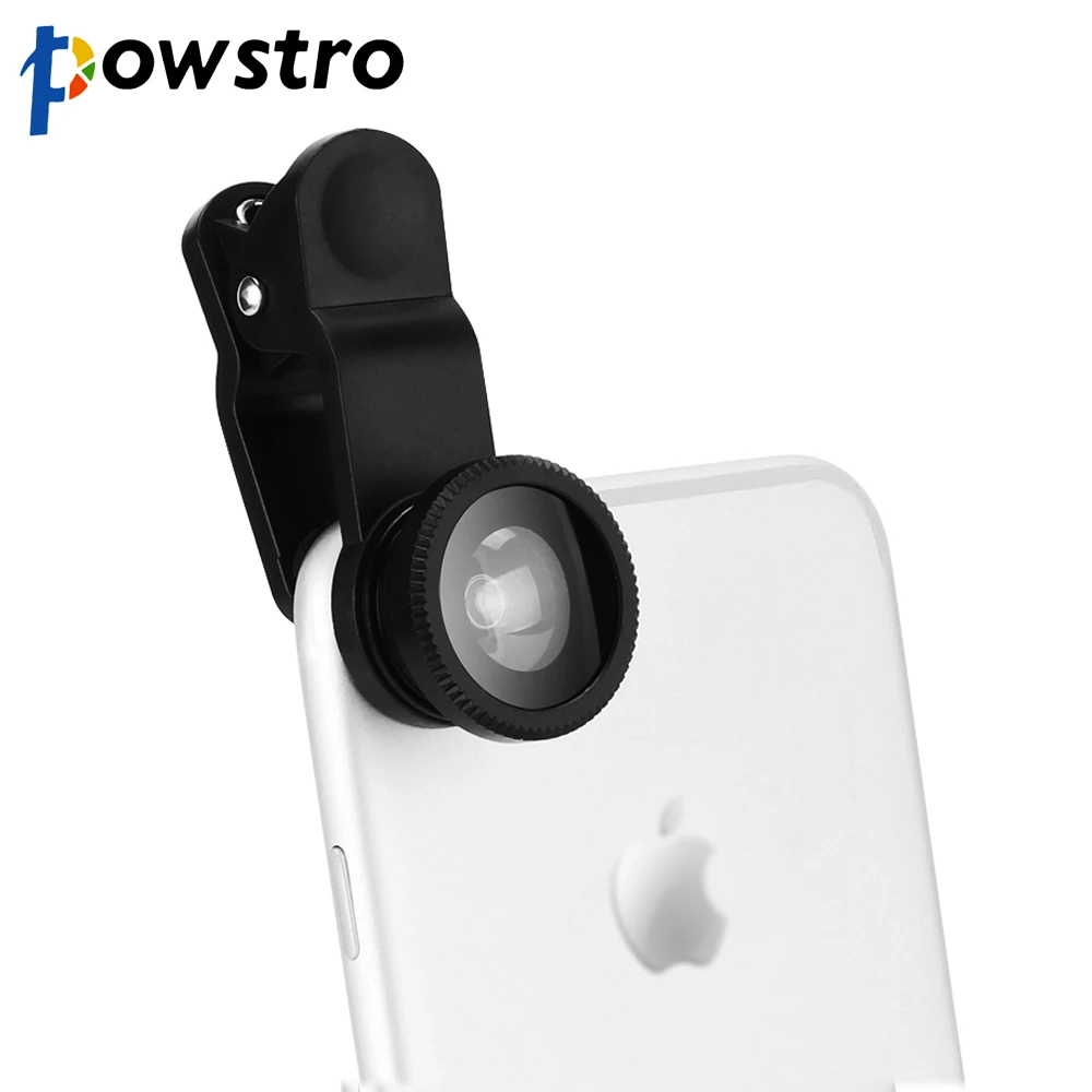 POWSTRO Универсальный 5 в 1 зажим на телефон камера оптический объектив широкоугольный объектив 3X макрообъектив 198 градусов Рыбий глаз объектив для iPhone