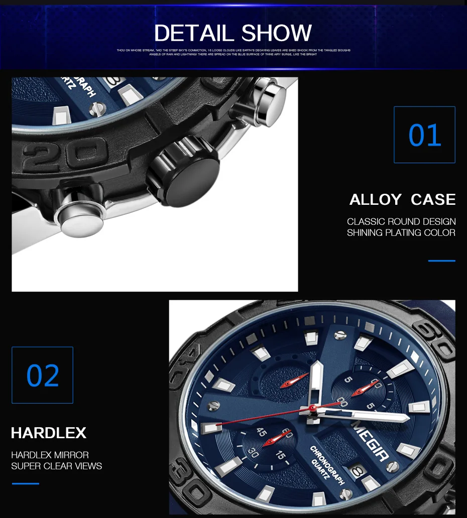 MEGIR Модные мужские спортивные кварцевые часы светящийся хронограф аналоговые наручные часы для мужчин черный силиконовый ремешок 2055GS-BK-1