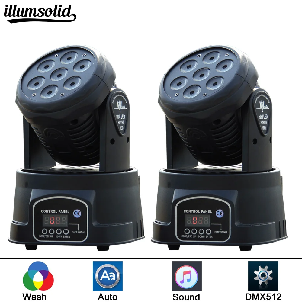 

2Pcs 7x12W Moving Head Light Stage lighting RGBW 4in1 DMX512 with 4 Control Mode for DJ KTV Disco Party Ballroom